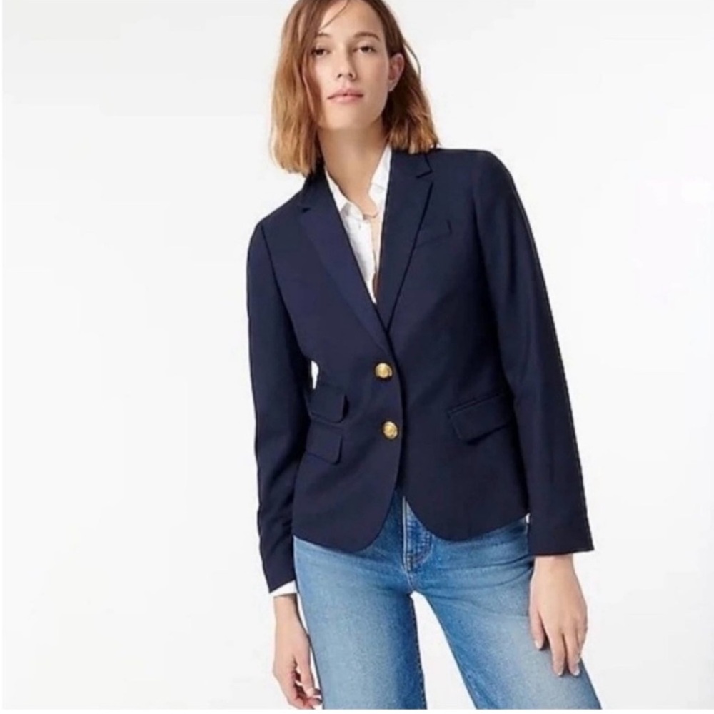 J.Crew Navy Wool Schoolboy Blazer, Size 0